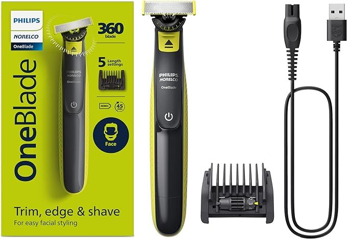 Philips Norelco OneBlade 360 Face, Hybrid Electric Beard Trimmer and Shaver with 5-in-1 Face Stub... | Amazon (US)