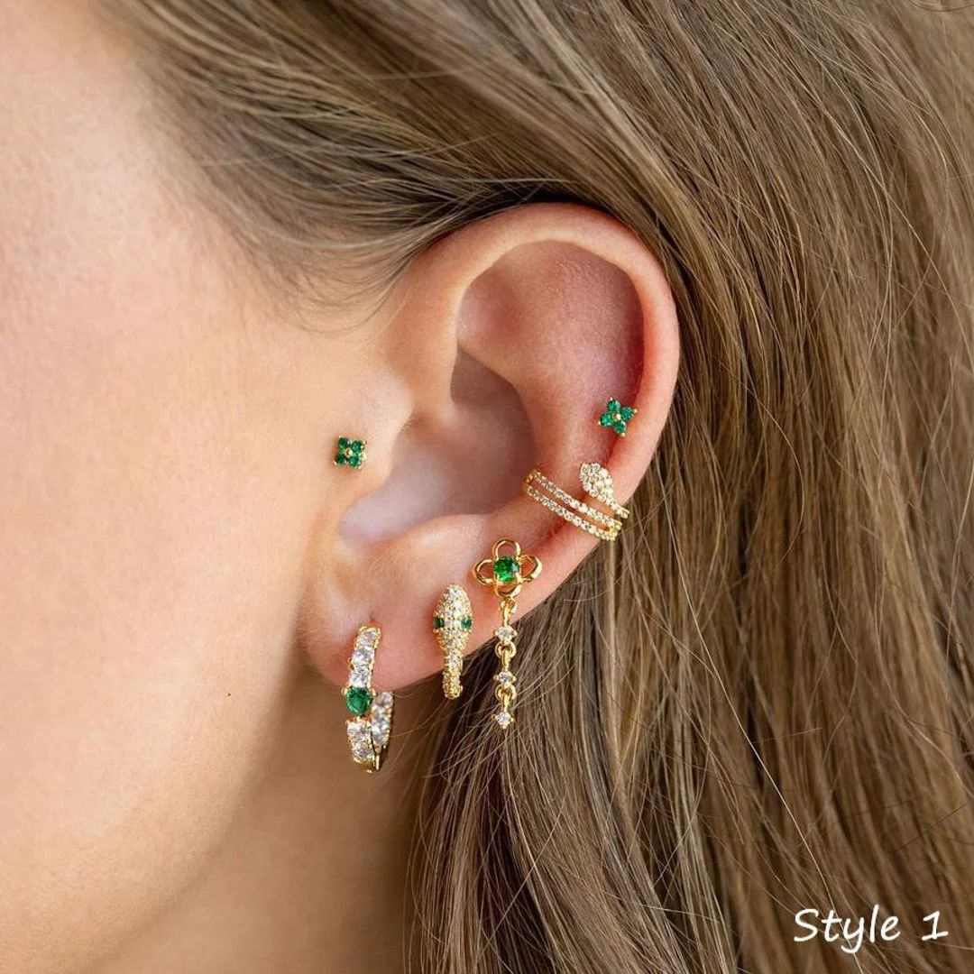 Piercing Earring SetMultiple Set EarringsDainty Zircon - Etsy Portugal | Etsy (EU)