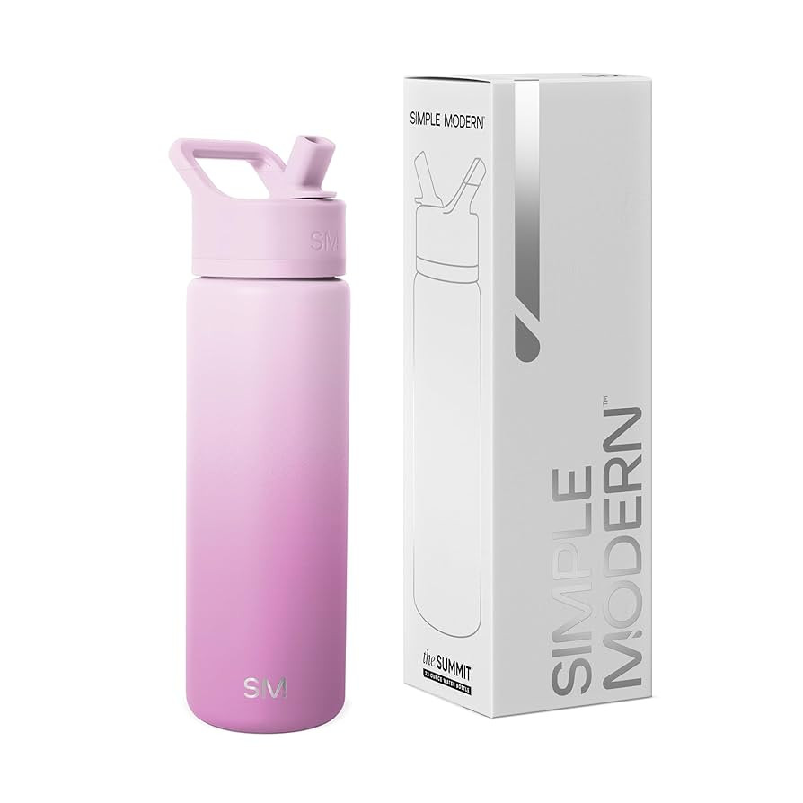 Simple Modern Water Bottle with Straw Lid | Vacuum Insulated Stainless Steel Metal | Reusable Lea... | Amazon (US)