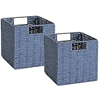 Vagusicc Wicker Storage Basket, Set of 2 Hand-Woven Storage Baskets for Organizing, Foldable Cube... | Amazon (US)