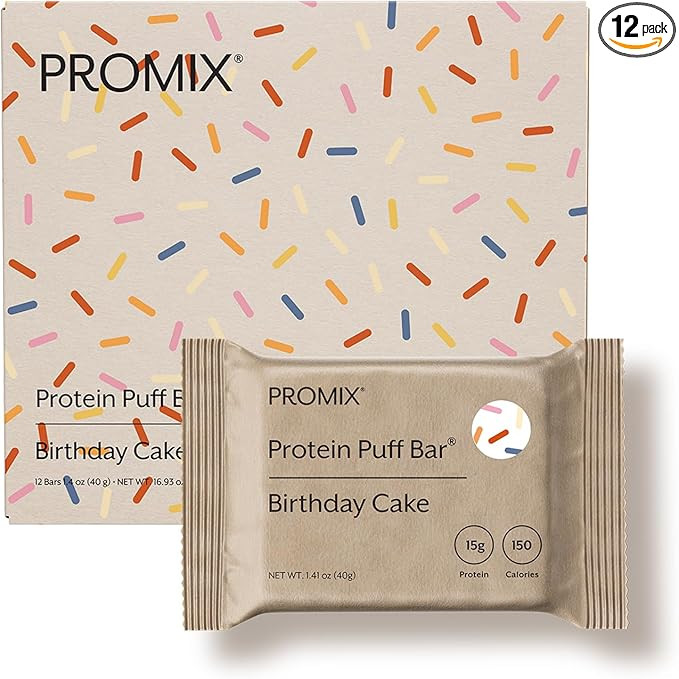 ProMix Nutrition Protein Puff Bars - Birthday Cake - Marshmallow Crispy Treat - Great Tasting & H... | Amazon (US)