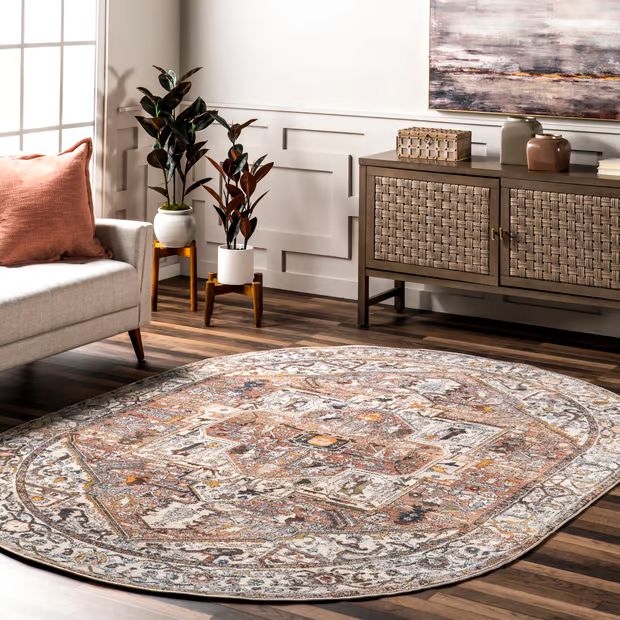 Light Brown Tasseled Medallion 8' x 10' Area Rug | Rugs USA