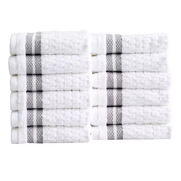 Great Bay Home 100% Cotton Textured Striped Bath Towel Sets | Target