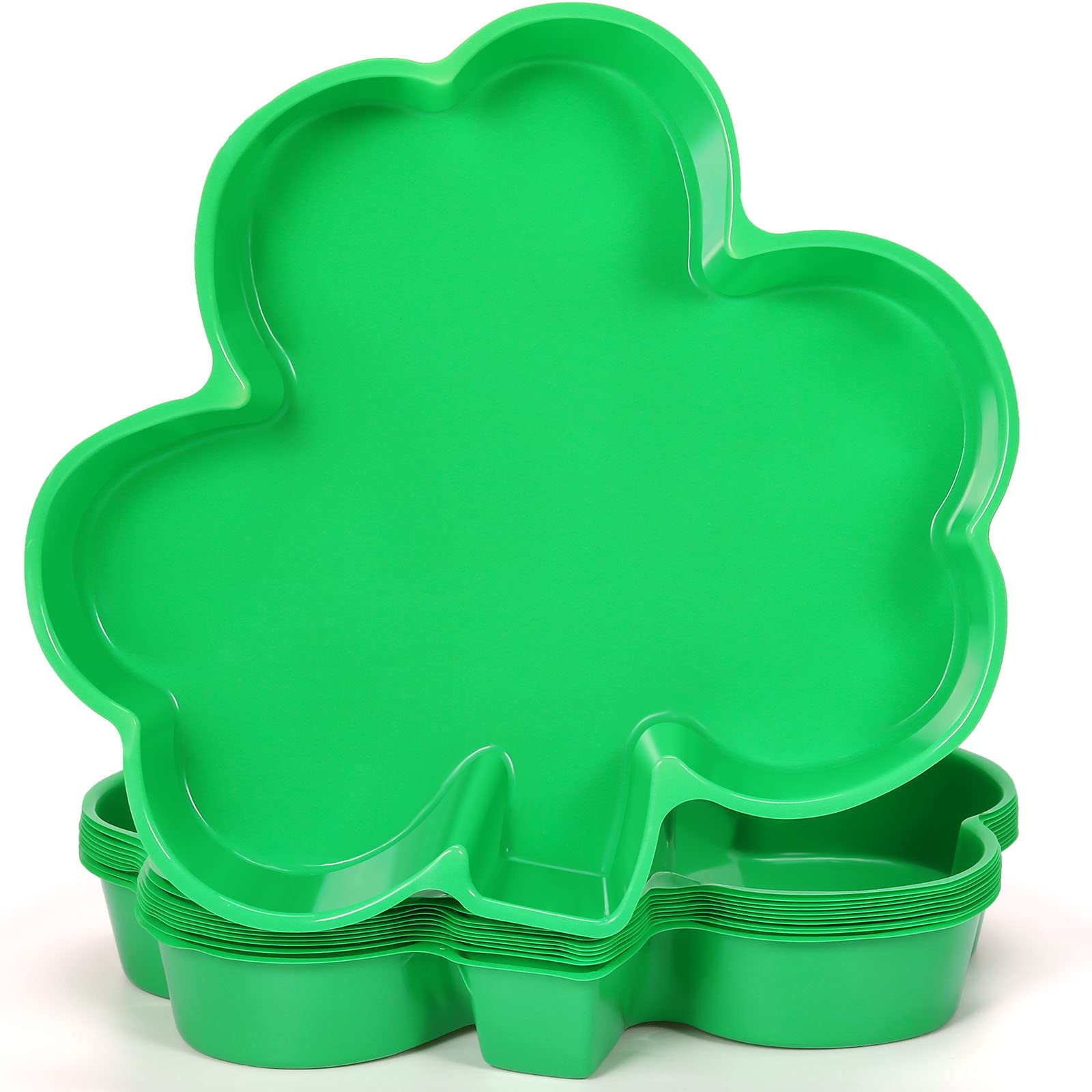 Cunhill 24 Pieces Plastic Shamrock Serving Platters St Patrick's Day Trays Green Plates Cookie Ca... | Amazon (US)
