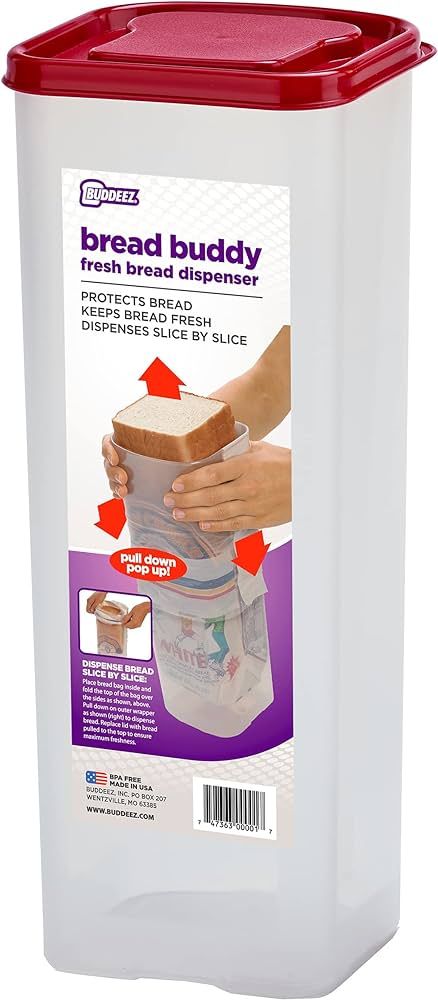 Buddeez Bread Buddy Bread Box – Fresh Bread Storage Container, Plastic Sandwich Bread Dispenser... | Amazon (US)