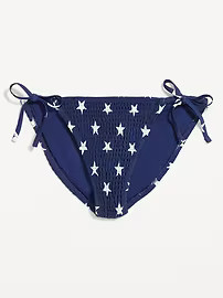 Mid-Rise Textured String Bikini Swim Bottoms | Old Navy (US)