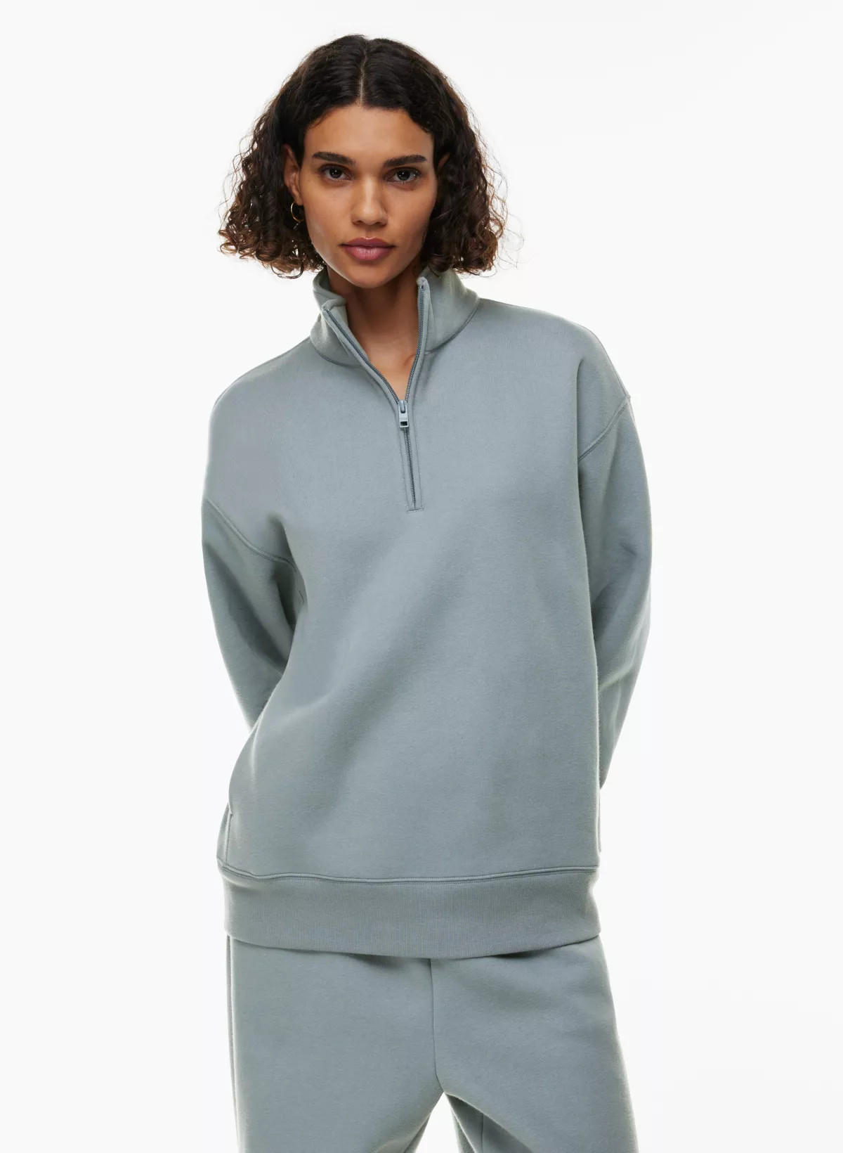 COZY FLEECE BOYFRIEND 1/4 ZIP SWEATSHIRT | Aritzia