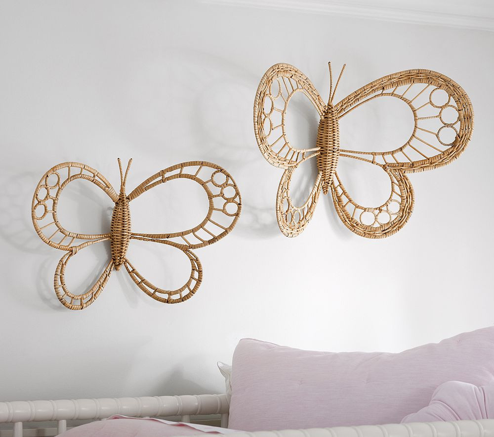 Rattan Butterflies, Set of 2 (14"x 13") | Pottery Barn Kids
