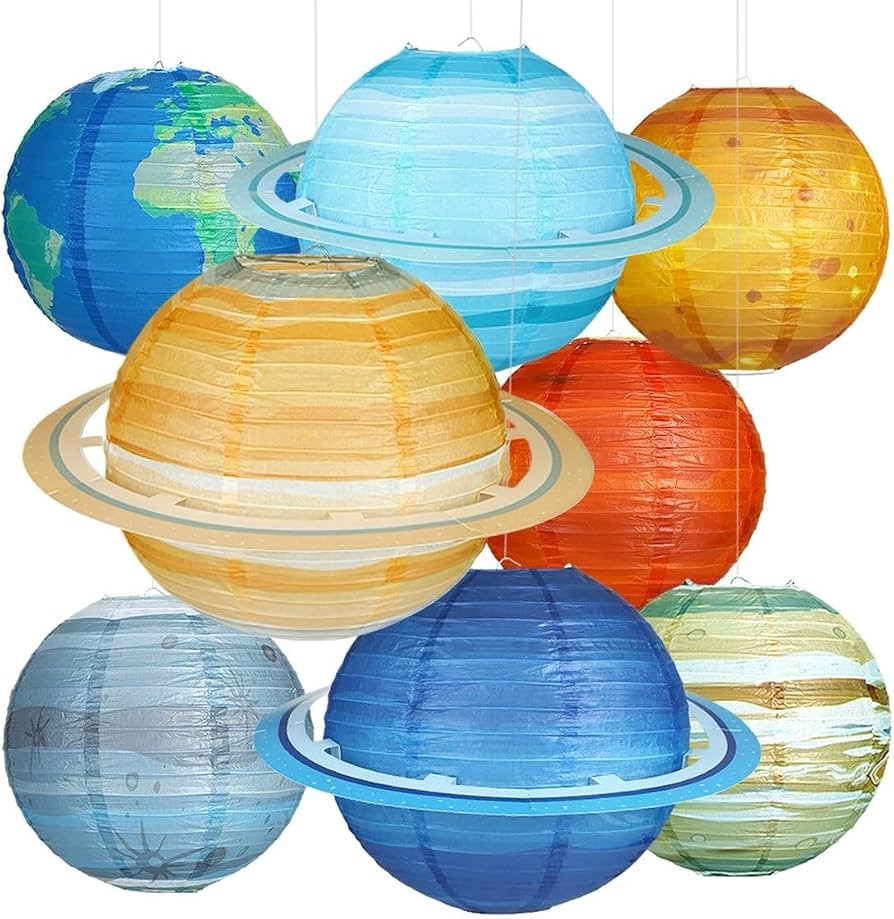 8pcs Planet Paper Lanterns, 12 Inch Outer Space Party Decorations | Amazon (US)