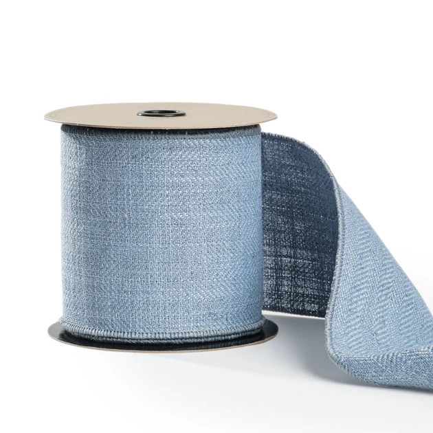 Coastal Christmas Blue Herringbone Ribbon | Cailini Coastal