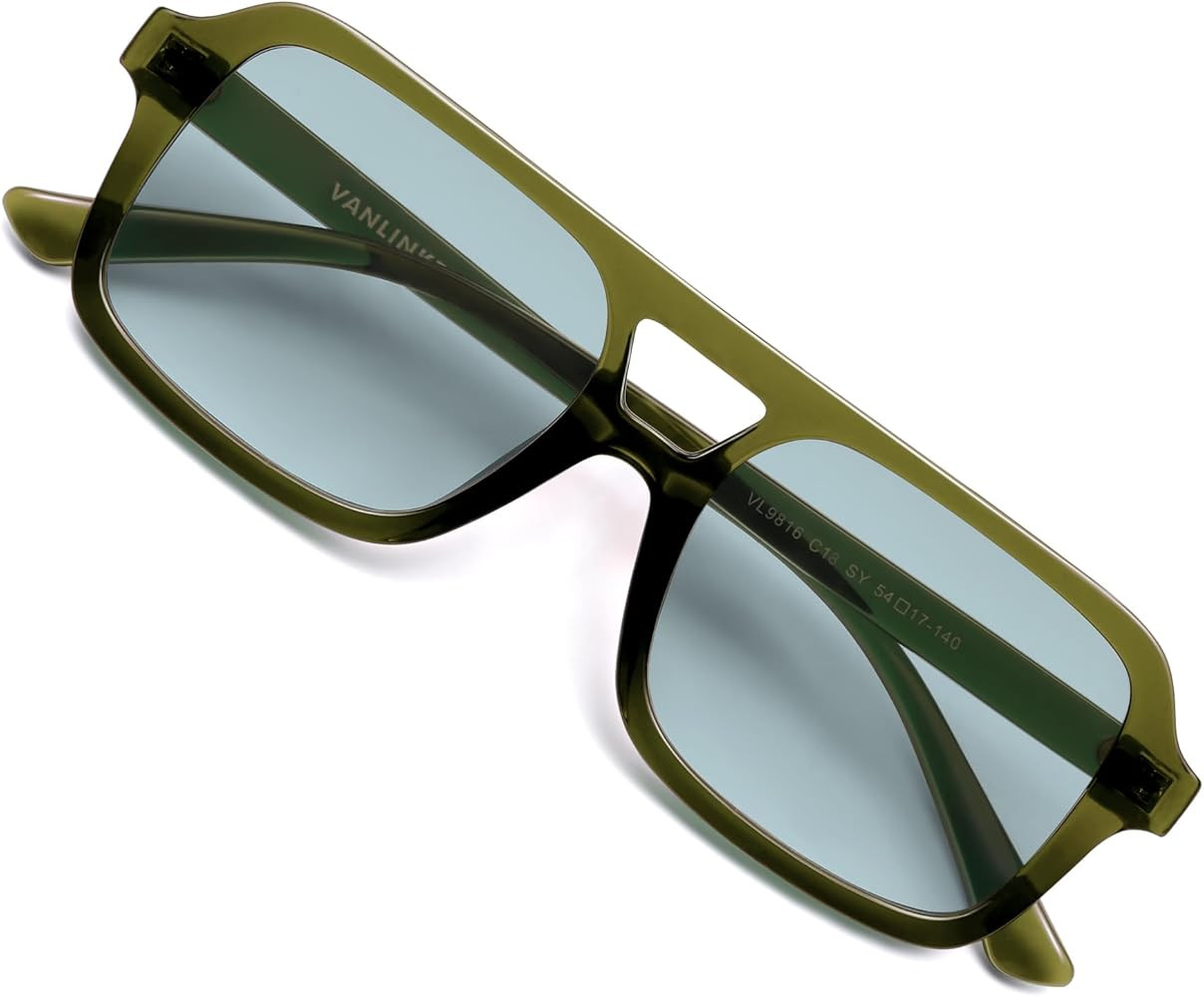VANLINKER Retro 70s Square Aviator Sunglasses for Women Men Vintage Trendy Rectangle Sun Glasses ... | Amazon (US)