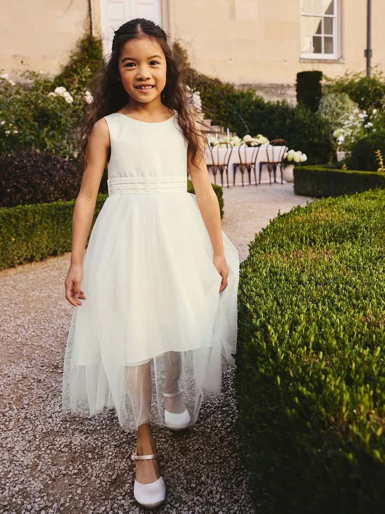 Ivory Cream Flower Girl Bow Dress (3mths-16yrs) | Next US