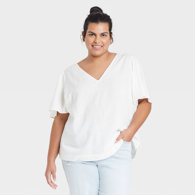 Women's Plus Size Short Sleeve Blouse - Ava & Viv™ | Target