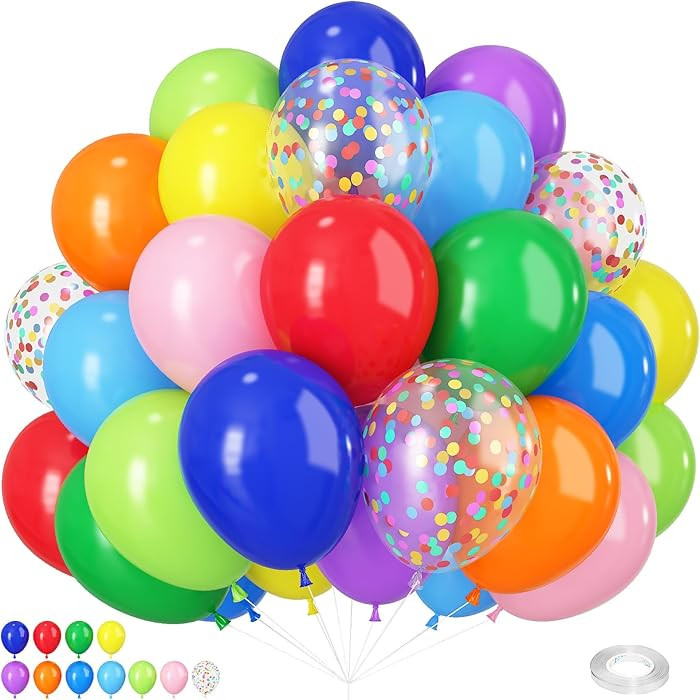 Colorful Balloons Rainbow Assorted Colors Balloons Set 12Inch Red Blue Yellow Green Pink Purple O... | Amazon (US)
