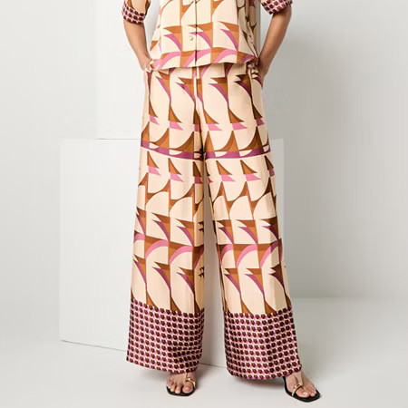 Worthington Tall Womens Wide Leg Pant, 16 Tall, Pink | JCPenney