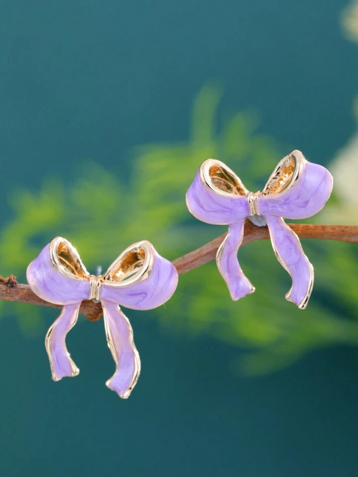 1 Pair Vintage Minimalist Unique Bow Knot Design Earrings, Fashion Chic Elevated Feeling, Suitabl... | SHEIN