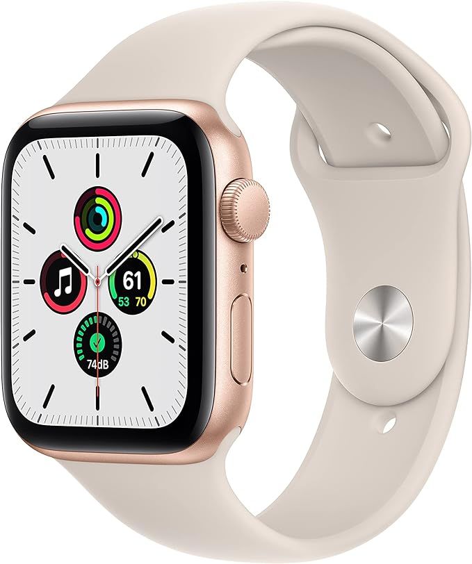Apple Watch SE (GPS, 44mm) - Gold Aluminum Case with Starlight Sport Band | Amazon (US)