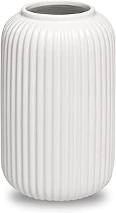 FLORLAB White Flower Vase, 9 in - Classic White Vase for Pampas Grass and Fresh or Dried Flowers ... | Amazon (US)