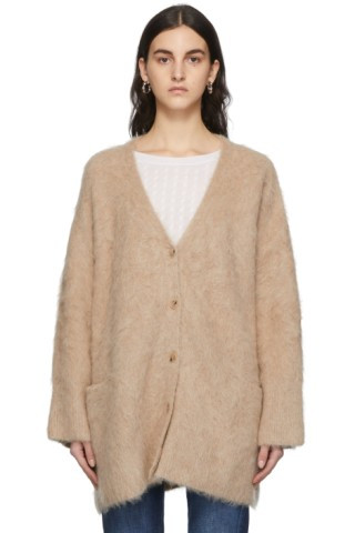Beige Alpaca Oversized Cardigan | SSENSE