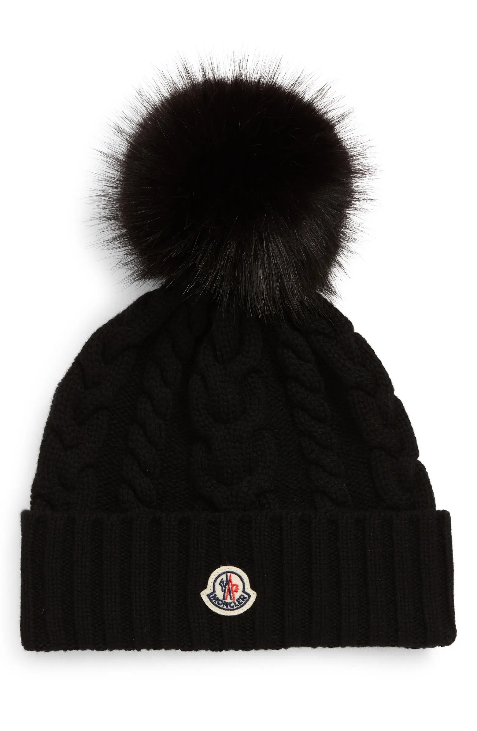 Moncler Cable Knit Wool & Cashmere Pom Beanie | Nordstrom | Nordstrom