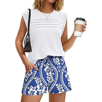 WIHOLL Two Piece Sets for Women Trendy Short Sets Beach Vacation Clothes Airport Travel Cruise Su... | Amazon (US)