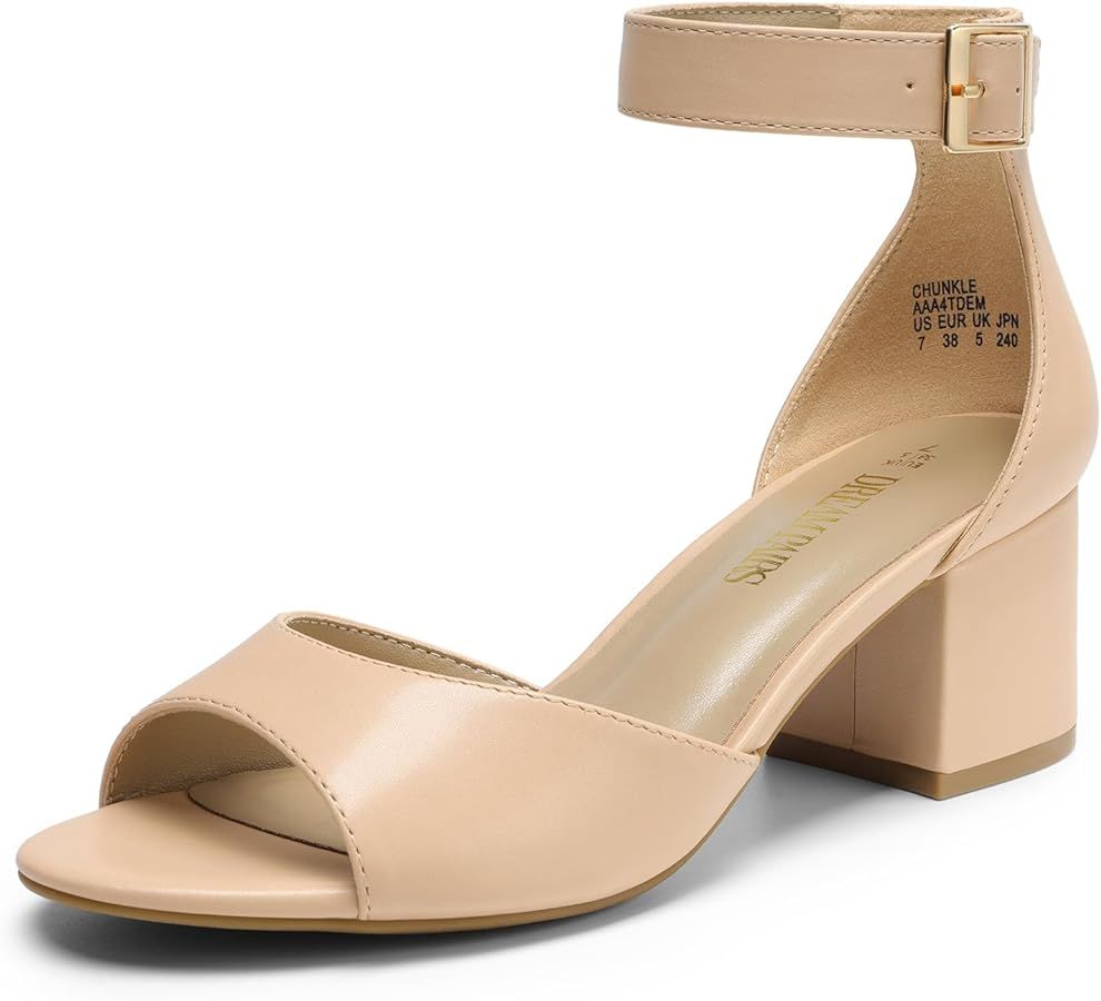 DREAM PAIRS Women's Chunkle Low Heel Pump Sandals | Amazon (US)