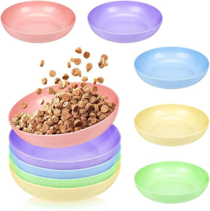 TKOnline 10 Pieces Whisker Fatigue Relief Cat Bowl, 5.6 Inch Plastic Shallow Food Dish, Wide Cat ... | Amazon (US)