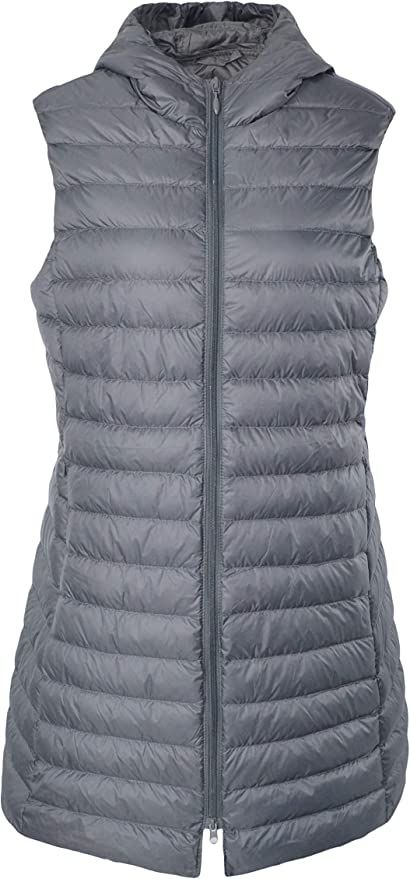 ELFJOY Women's Long Down Vest Zipper Lightweight Puffer Jackets with Hood | Amazon (US)