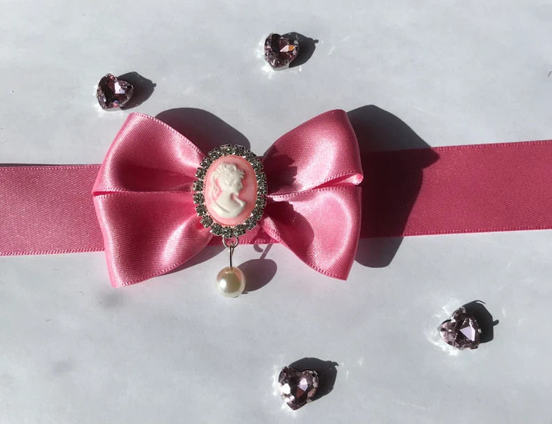 Pink Satin Bow Cameo Choker Necklace Sweet Pastel Lolita | Etsy | Etsy (US)