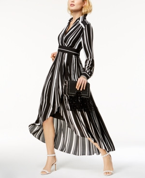 I.n.c. Striped Faux-Wrap High-Low Dress, Created for Macy's | Macys (US)
