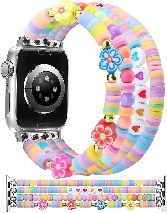 Newlibery Beaded Bracelet Compatible with Apple Watch Band 38mm 40mm 41mm 42mm 44mm 45mm 49mm for... | Amazon (US)