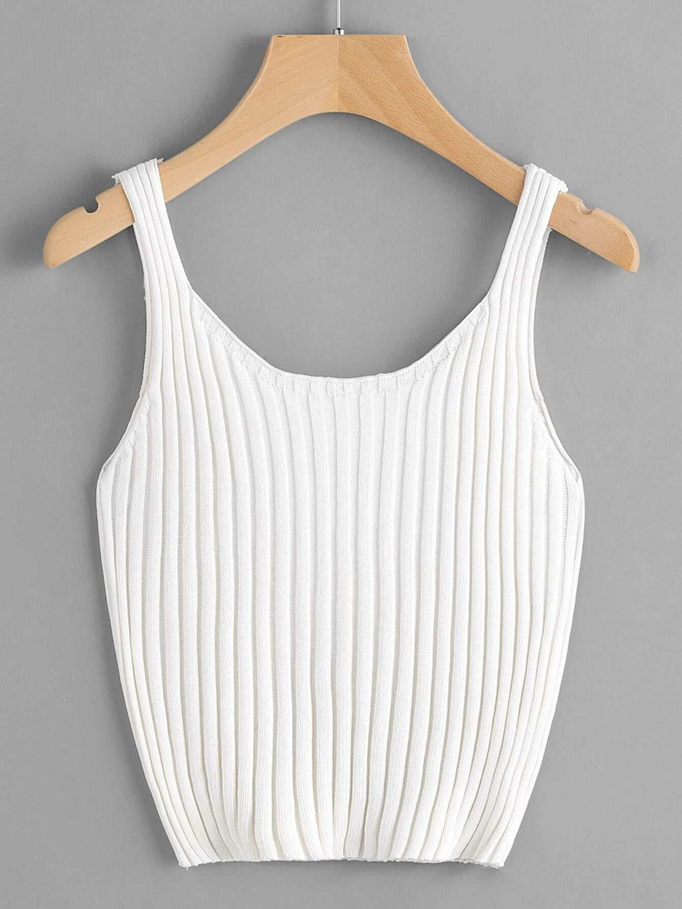 Ribbed Knit Crop Tank Top | SHEIN