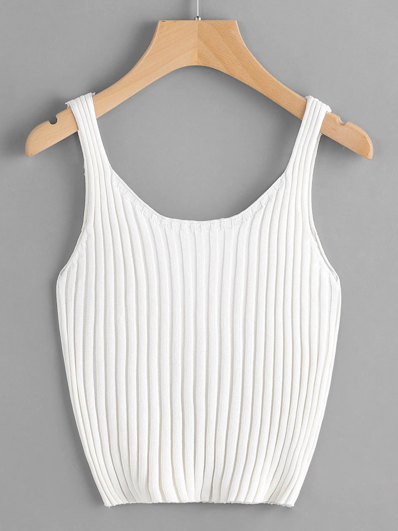 Ribbed Sweater-Knit Tank Top | SHEIN