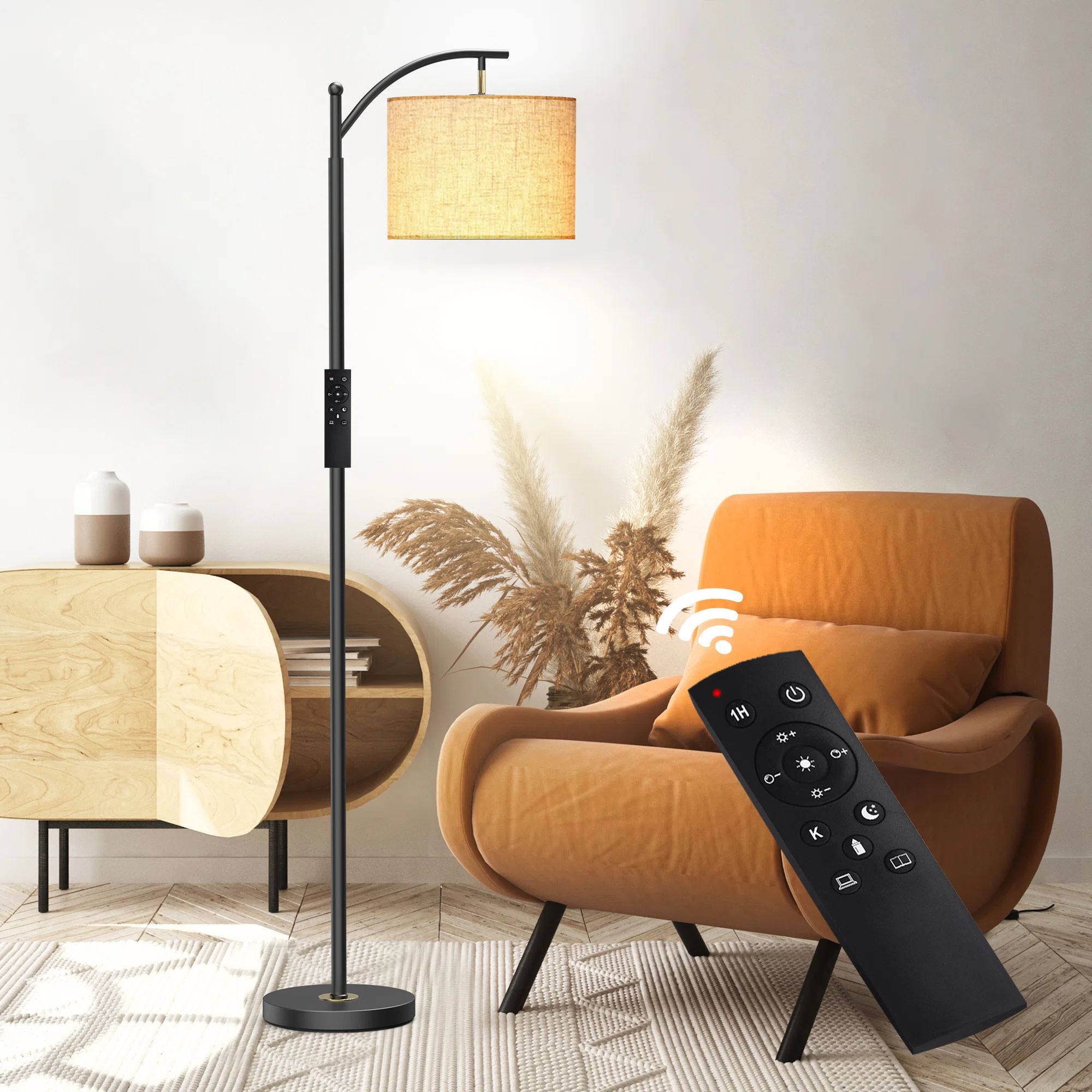 Ebern Designs Kyeria Arc/Arched Floor Lamp with Remote Control and Smart Bulb Included & Reviews ... | Wayfair North America