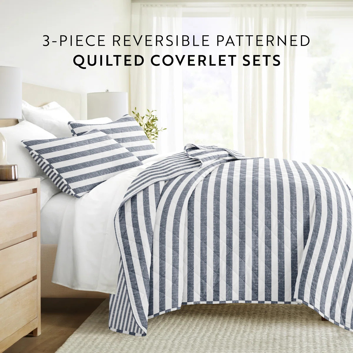 Quilt Set- Lightweight - All Season Coastal Stripe Bedding | Wayfair North America