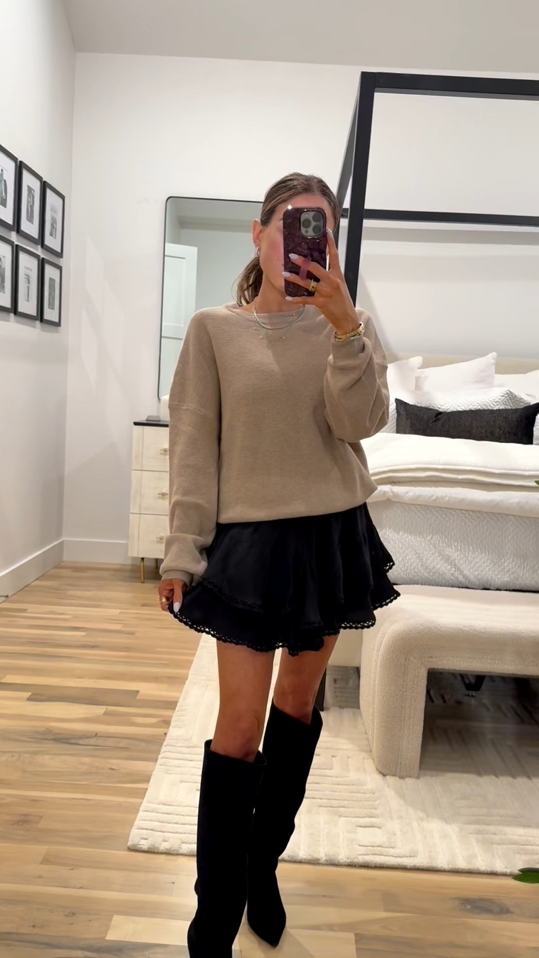 Last minute holiday outfit idea all Amazon  pairing this oversized oatmeal sweater with black glowy skirt smallest size in both and petite friendly 

#LTKHoliday #LTKPetite #LTKFindsUnder50