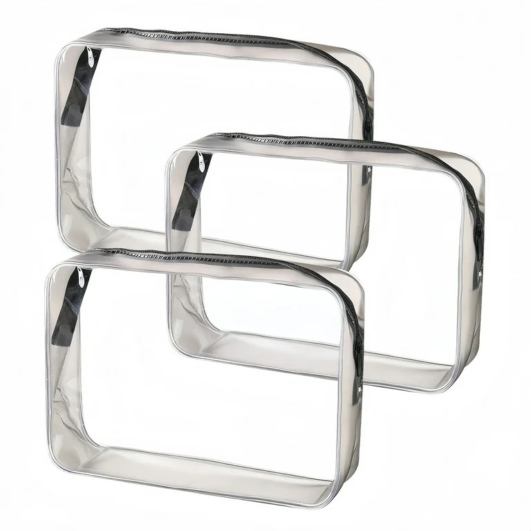 DEKEones Clear Water Resistant Toiletry Makeup Bag, Black, 3 Piece | Walmart (US)