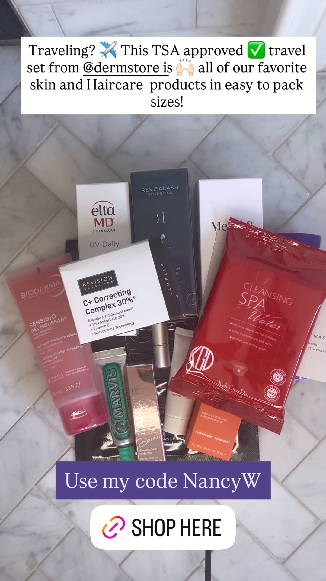 Travel beauty products 
Traveling soon? You’ll want to snag this travel set filled with the best products from dermstore ✈️ TSA Approved ✅

Use my code NancyW 

Entire set and travel pouch is under $65! ♥️

#LTKTravel #LTKSaleAlert #LTKBeauty