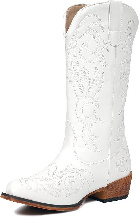 IUV Cowboy Boots For Women Mid Calf Cowgirl Boots Pointy Toe Western Boot | Amazon (US)