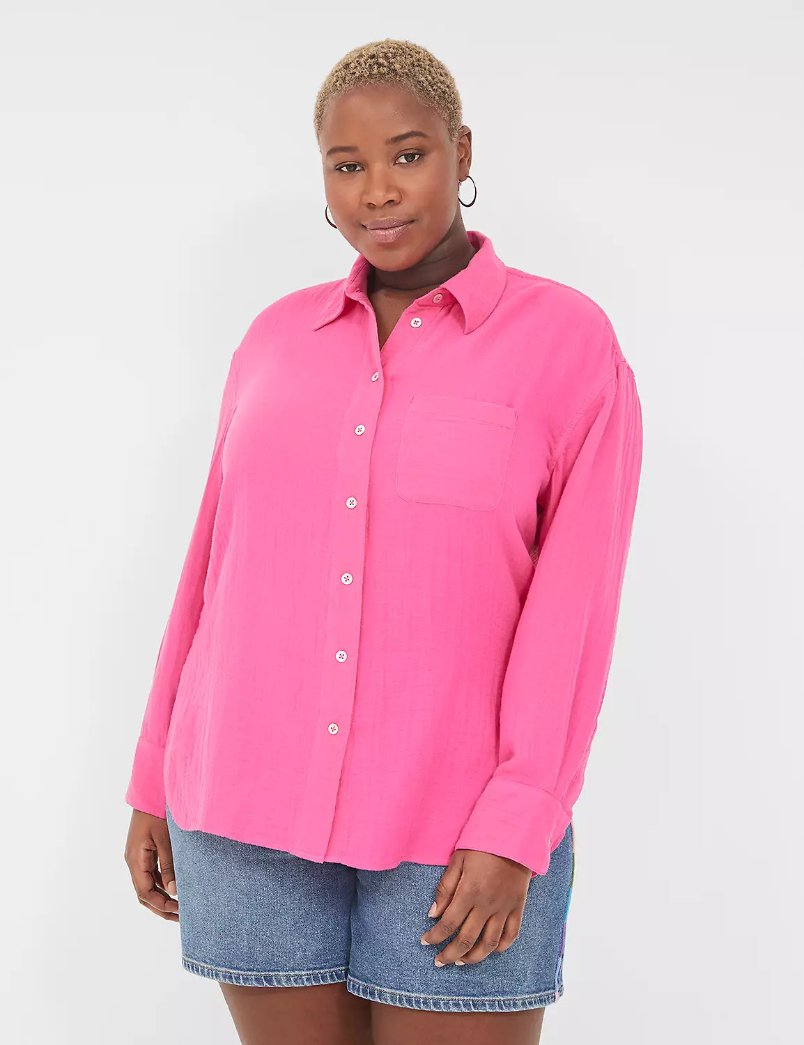 Gauze Button-Down Beach Top | Lane Bryant (US)