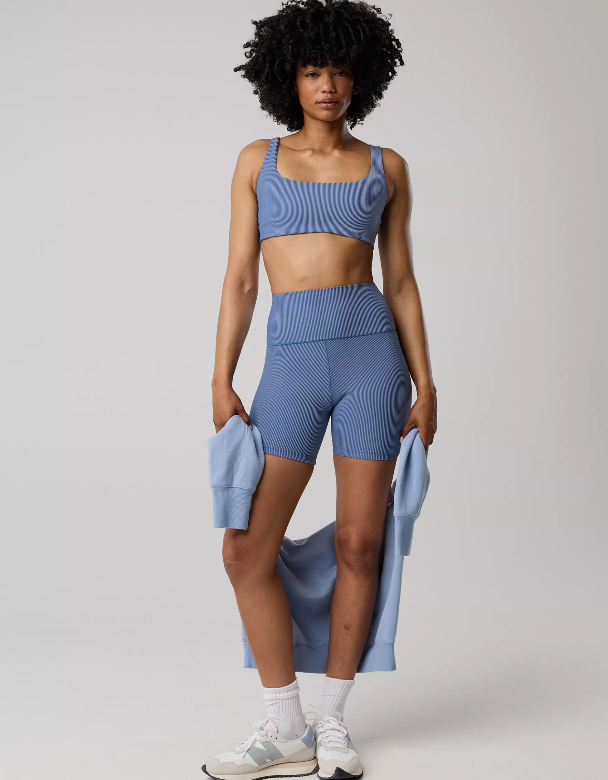 OFFLINE By Aerie Real Me XTRA Stripe Ribbed High Waisted 5" Bike Short | Aerie