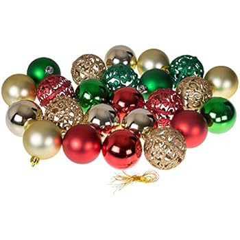 Clever Creations Christmas Ornament Ball Set Gold, Red and Green | 24 Pack | Festive Holiday Déc... | Amazon (US)
