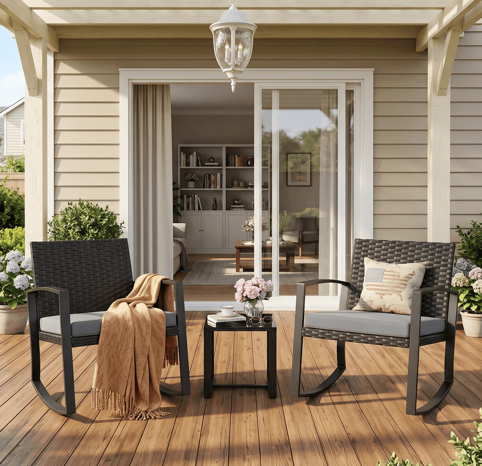 Asofer 3 Pieces Patio Bistro Wicker Chairs , All-Weather Outdoor Rattan Conversation Set with Glass Table for Lawn, Poolside, Porch,Gray | Walmart (US)