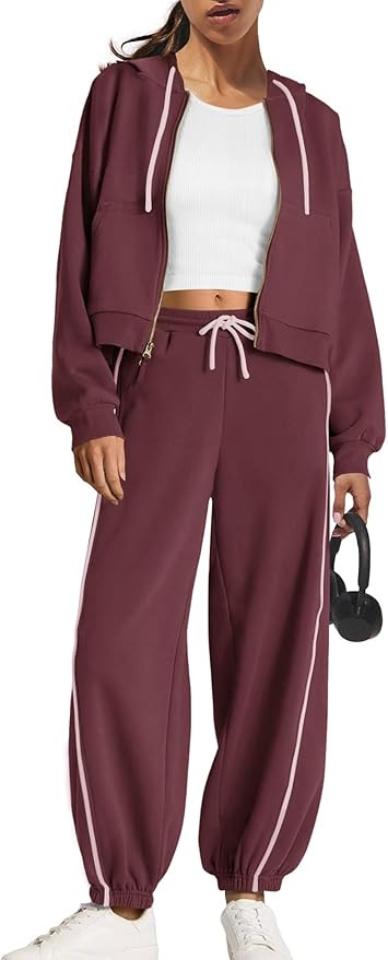 Yanekop Womens Sweatsuits 2 Piece Outfit Matching Sweat Sets Two Piece Lounge Set Oversized Track... | Amazon (US)