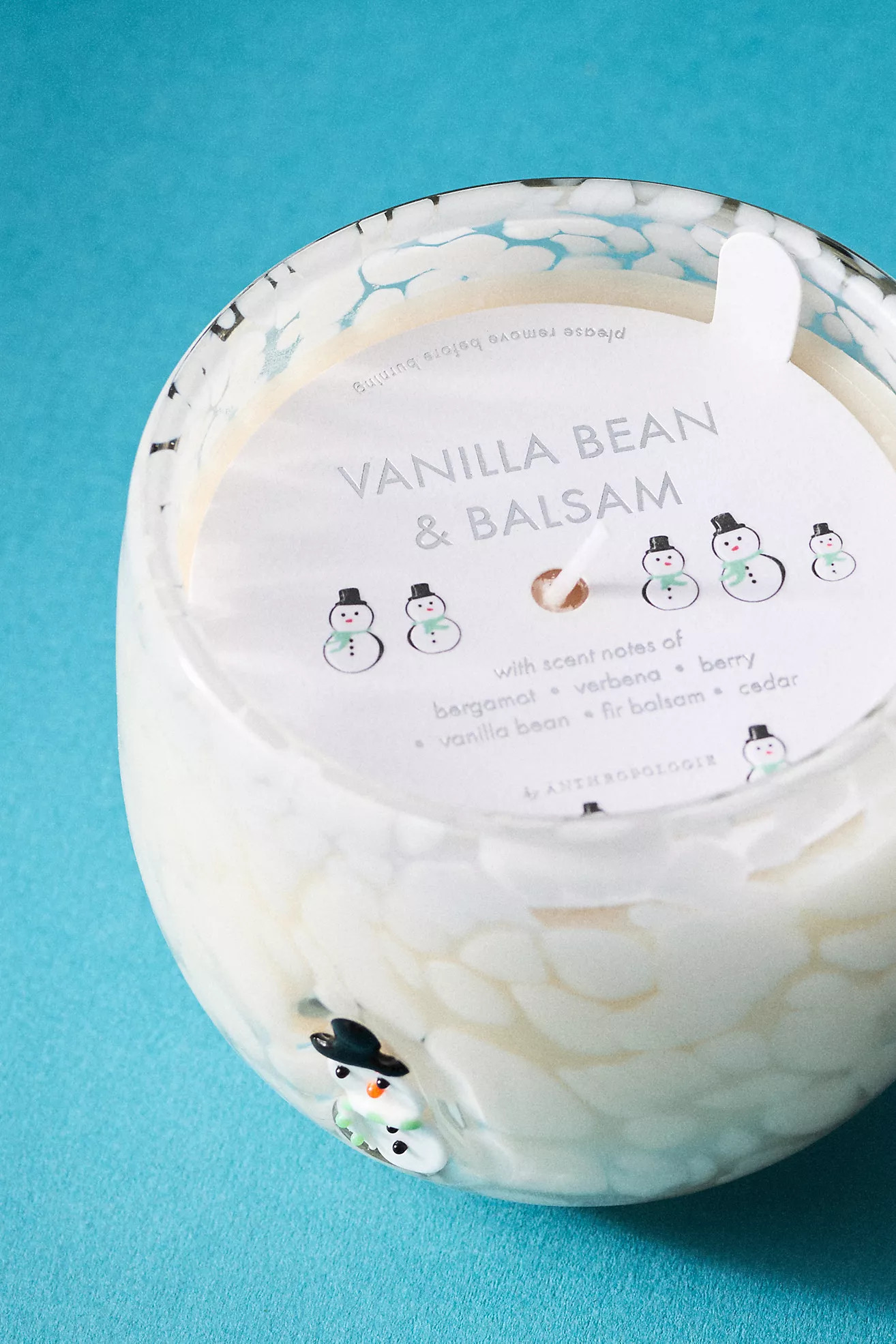 Snowman Festive Icon Woody Vanilla Bean & Balsam Glass Candle | Anthropologie (US)