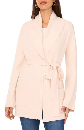 Vince Camuto Shawl Collar Belted Cardigan in White Swan at Nordstrom Rack, Size Xx-Large | Nordstrom Rack