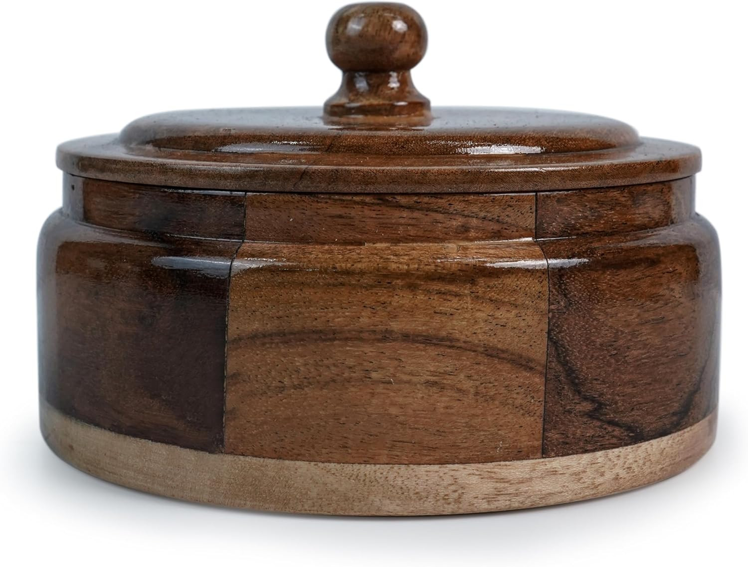 Wooden Round Canister with 4 Compartments,Tea Storage Multi-Functional Organizer, Decorative Box,... | Amazon (US)