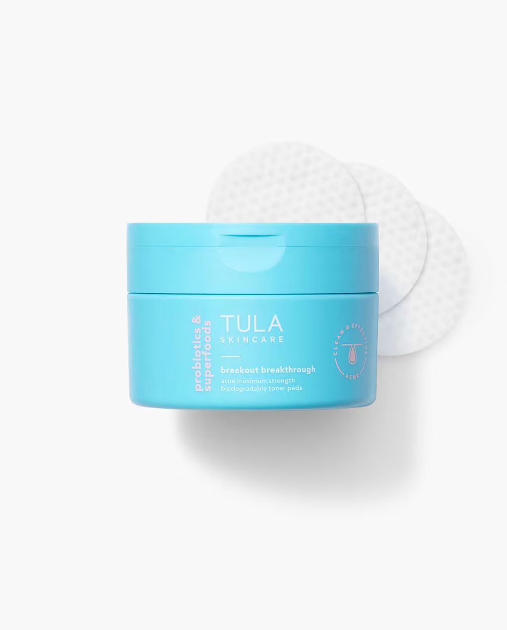 acne maximum strength biodegradable toner pads | Tula Skincare
