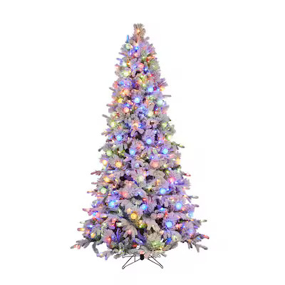 GE  7.5-ft Candlewood Pine Pre-lit Traditional Flocked Artificial Christmas Tree with LED Lights | Lowe's