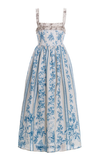 Barbara Floral Linen Midi Dress | Moda Operandi (Global)